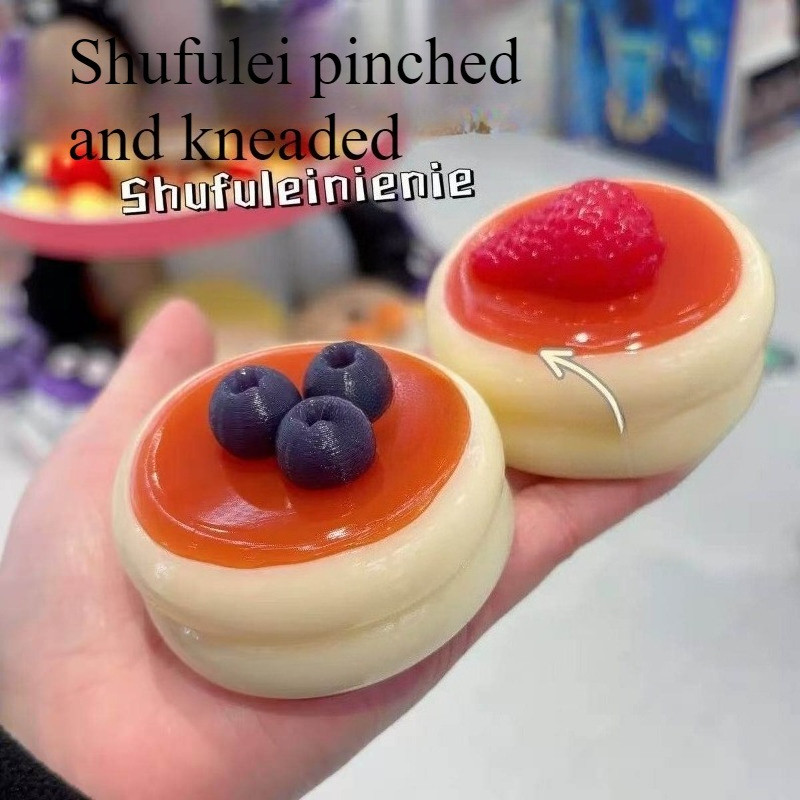 1 ชิ้นขนมน่ารัก Souffle Squishies Soft TPR Anti-Anxiety Vent เครื่องประดับเดสก์ท็อป