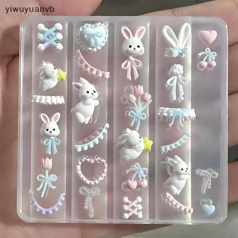Yiwuyuanvb] ลูกไม้ Bowknot Bunny 3D แม่พิมพ์ซิลิโคนตกแต่งเล็บเล็บ DIY ออกแบบซิลิโคนเล็บแม่แบบเล็บแม่พิมพ์ใหม่