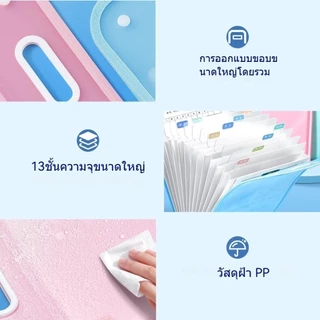 A4กระเป๋าแฟ้ม โฟลเดอร์13ช่อง A4 แผ่นในโปร่งแสง จัดเก็บข้อสอบ เอกสาร 9 สีน่าารัก นักเรียน/ออฟฟิศ PPทนทาน 🚚จัดส่งเร็ว24ชม.