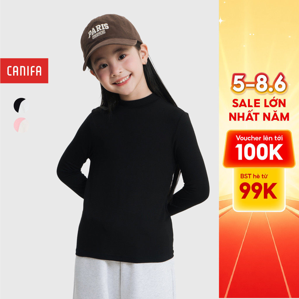 Combo 2 เสื้อระบายความร้อนสําหรับเด็กผู้หญิง CANIFA แขนยาวและคอปกสูง 1IS25W003