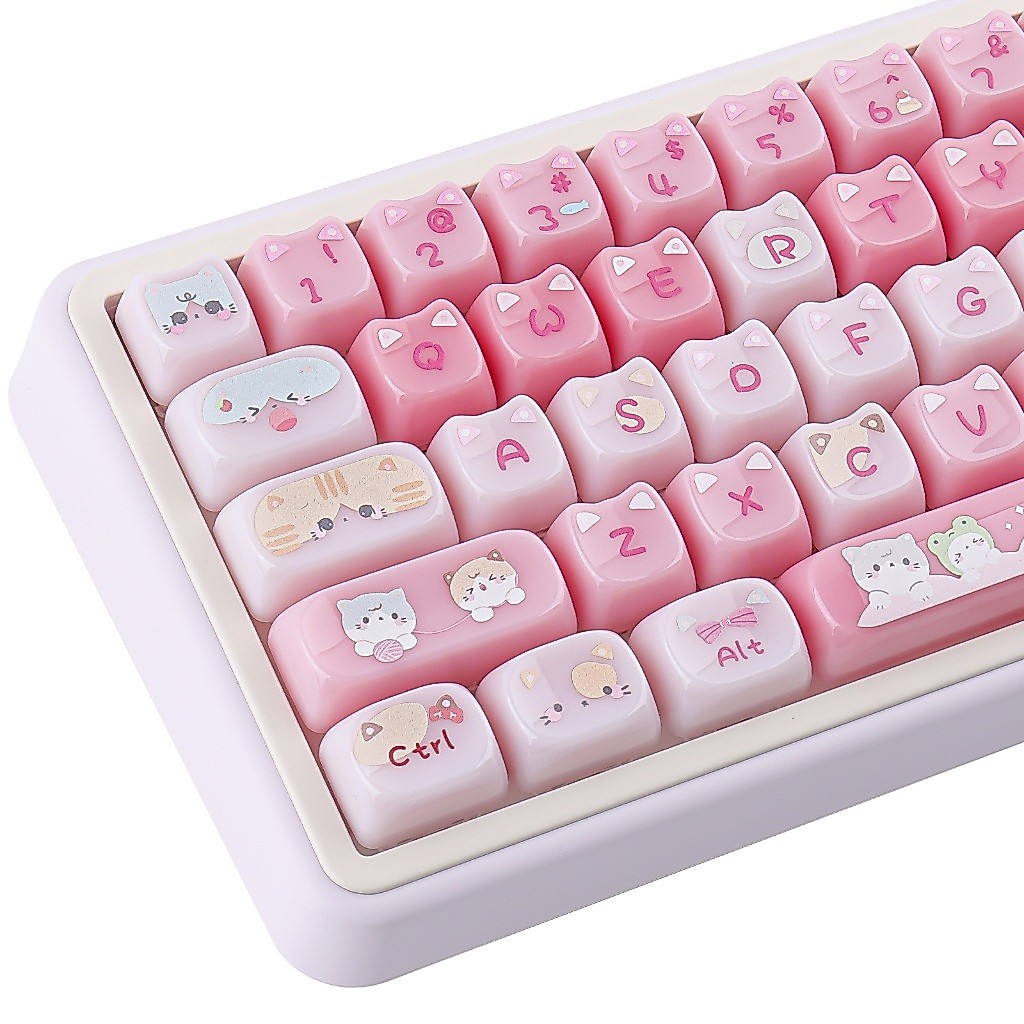 Meow Meow Pudding Keycaps 148 คีย์ PBT Keycaps MAO โปรไฟล์ DYE-SUB สําหรับ MX switch แป้นพิมพ์เครื่อ