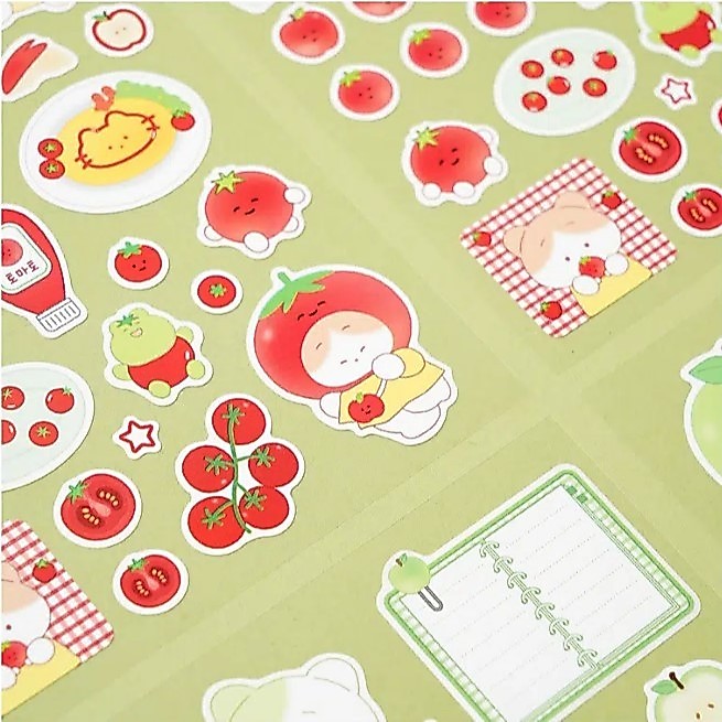 ชุดสติกเกอร์แมวผลไม้น่ารัก 4 แผ่น Kawaii Planner สติ๊กเกอร์สมุดภาพ_1070162