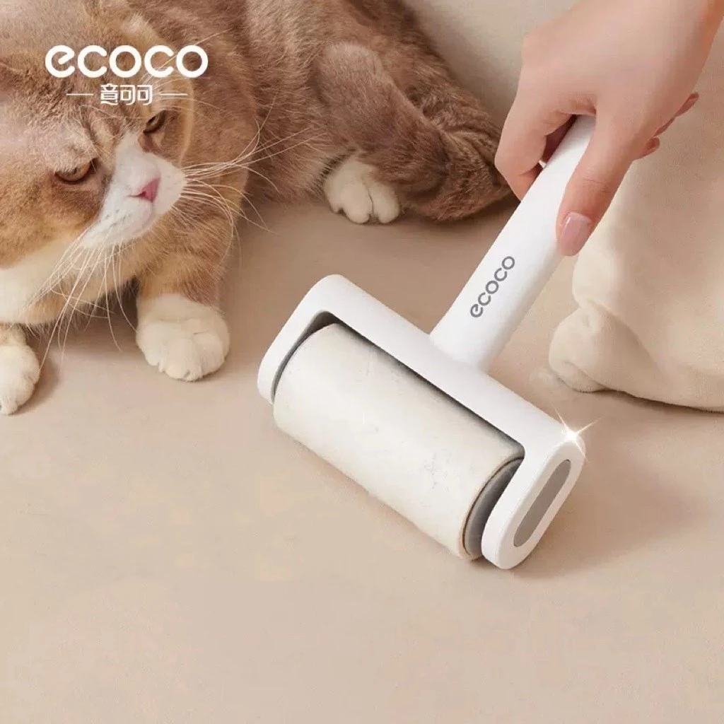 ECOCO ลูกกลิ้งเก็บขนสัตว์และฝุ่น แบบด้ามจับยาว พร้อมรีฟิล 60แผ่น มี 2 สี 2 ขนาด [COD]