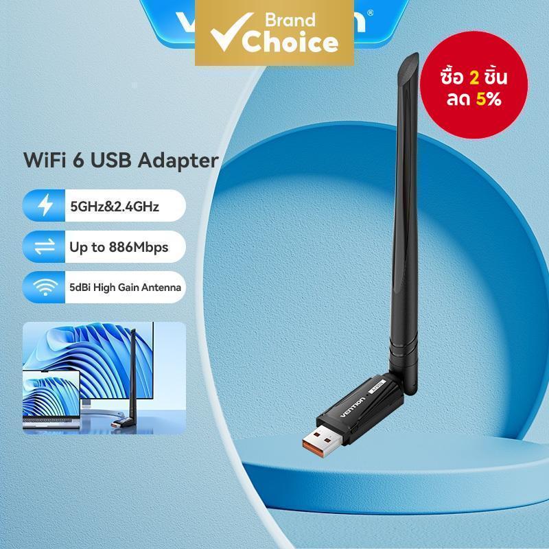 Vention WiFi 6 USB Bluetooth Adapter Dual Band 600Mbps Audio Receiver Transmitter Bluetooth สําหรับพีซีคอมพิวเตอร์