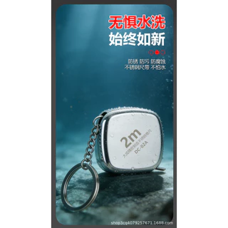 [ล้างทําความสะอาดได้] สแตนเลสพวงกุญแจเทปวัดมินิเทปวัดเลเซอร์แกะสลักไม้บรรทัดที่มีเอวไม้บรรทัดของขวัญไม้บรรทัด