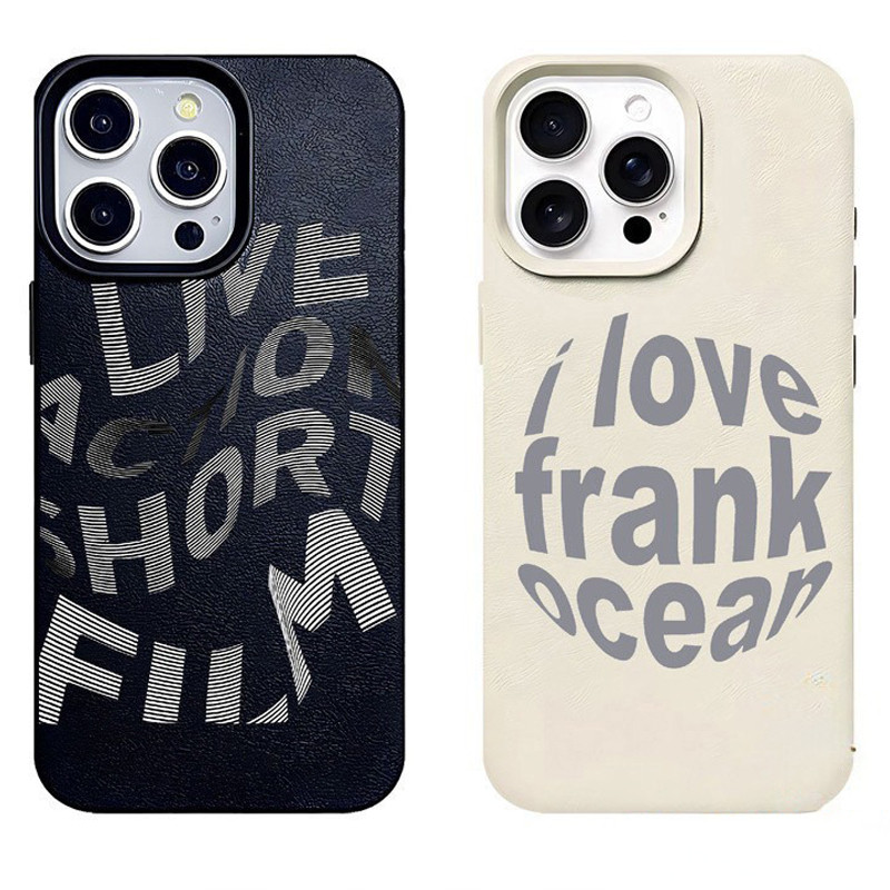 For iPhone เคสไอโฟน ตัวอักษรแบบเรียบง่าย เคสโทรศัพท์แฟชั่น 11 17 12 13 สีดำ, ขอบสีขาว เคสไอโฟน 14 15 16 PLUS 16 PR