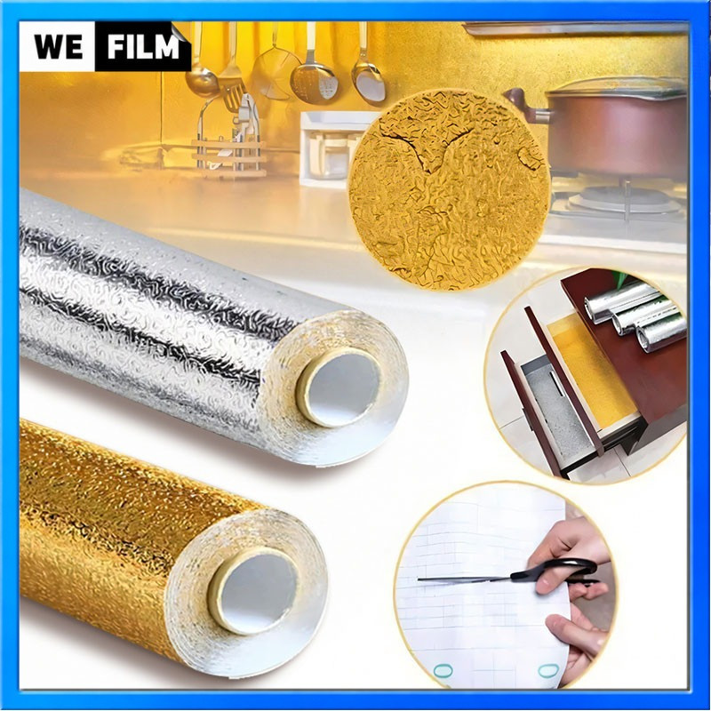 สติเกอร์ฟอยล์อลูมิเนียม self adhesive Wallpaper กันน้ำมันกระเด็น กันน้ำกัน ทนความร้อน ติดง่าย ใช้สำหรับติดผนังห้องครัว