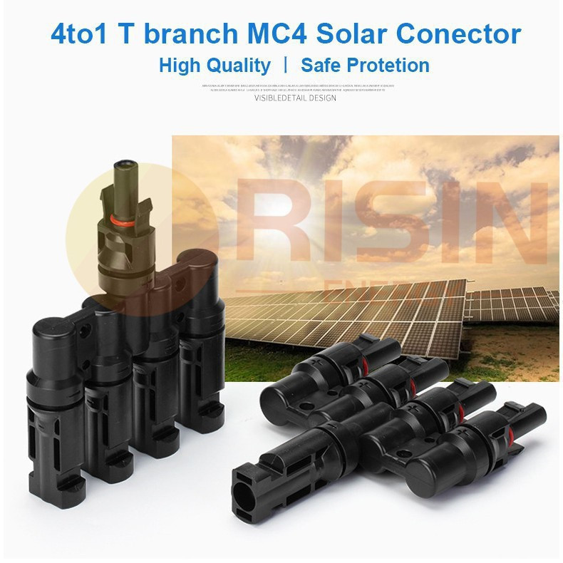 Risin 1 คู่ 4 ถึง 1 T สาขา MC4 Connectors คู่พลังงานแสงอาทิตย์ SOLAR PV Connectors MMF FFFM สําหรับร