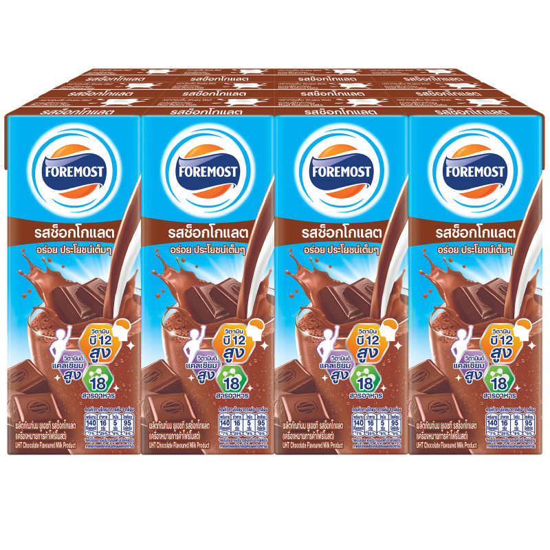 โฟร์โมสต์นมยูเอชทีรสช็อคโกแลต 165มล. แพค 12 Foremost UHT Milk Chocolate 165ml. Pack 12 [หมายเลขบาร์โค้ด 8850188900324 ]