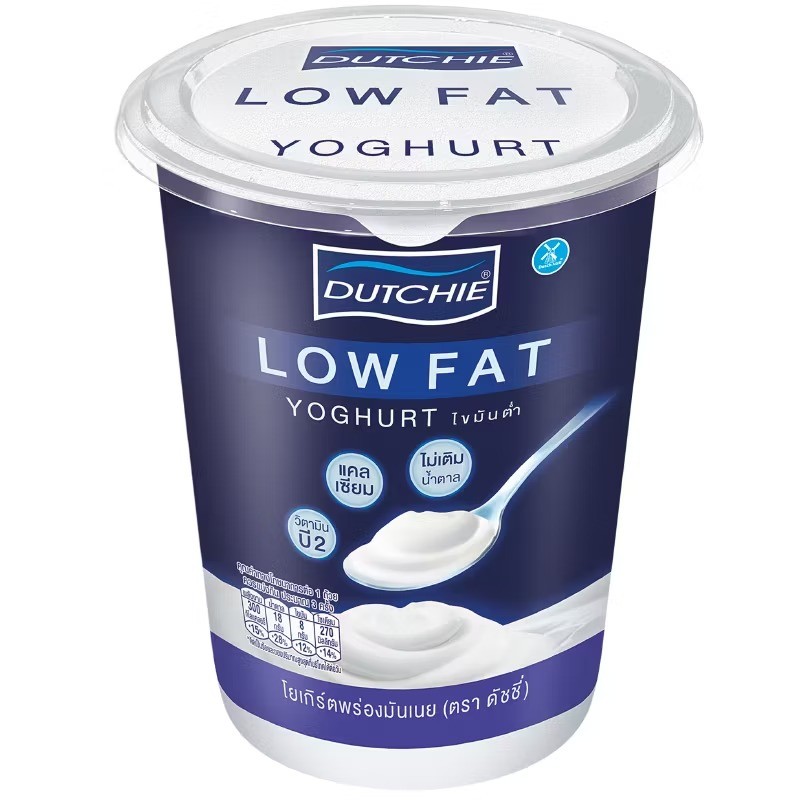 ดัชชี่โยเกิร์ตพร่องมันเนย 430กรัม Dutchie Low Fat Yoghurt 430g. [หมายเลขบาร์โค้ด 8851717910289 ]