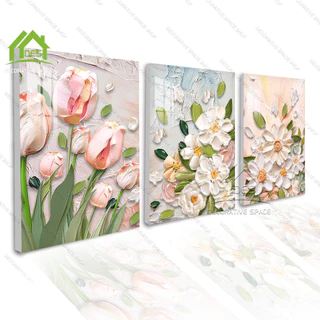 3D ภาพวาดตกแต่ง ดีไซน์ดอกไม้สุนทรีย์ ห้องนั่งเล่น ห้องนอน ตกแต่งผนัง