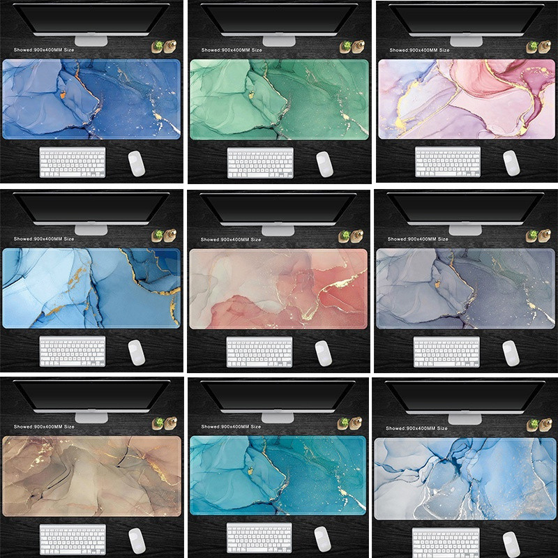 Ink Marble Mouse Pad XXL ขนาดใหญ่ Gamer โต๊ะคอมพิวเตอร์ Nordic สไตล์คีย์บอร์ดเกม Mousepad 90x40 80x30 Big PC ตาราง Gamer Playmat-wz588