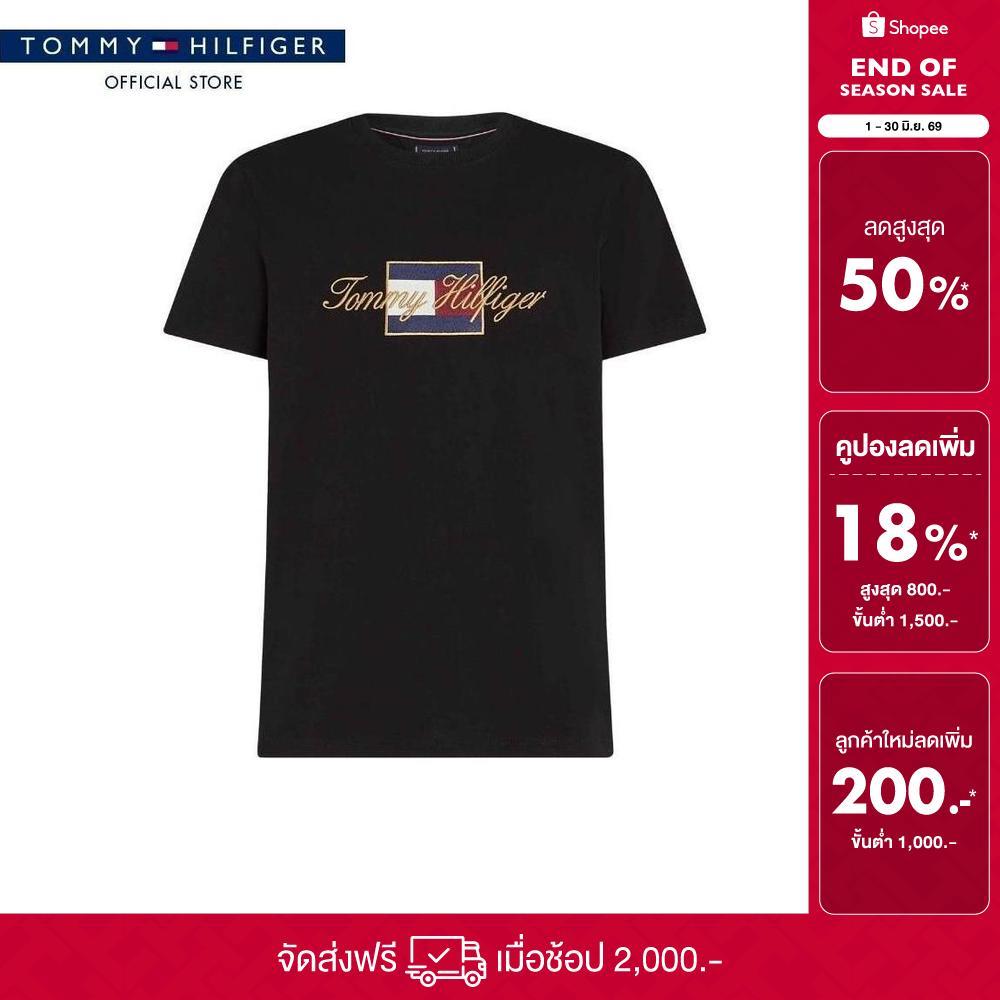 Tommy Hilfiger เสื้อยืด ผู้ชาย รุ่น MW0MW41500 BDS - สีดำ ทรง Regular