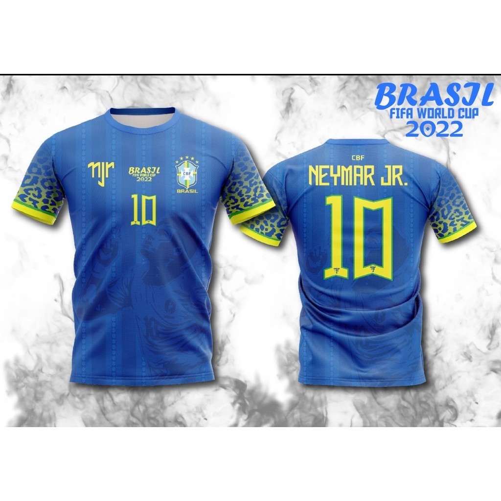 ⚽ คำแนะนำยอดนิยม 3D T-shirt เสื้อพิมพ์ลาย ยอดฮิต ลาย ทีมชาติ เนย์มาร์ 2022 สีน้ำเงิน BRAZIL NEYMAR X