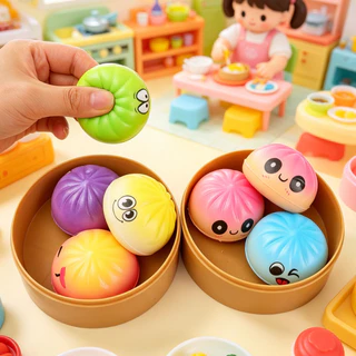 ของเล่นขนมปังขนาดเล็กจําลองสีสันสดใสการบีบอัด - ของเล่นบีบซาลาเปานึ่งน่ารัก ปู่ ยืดหยุ่นสูง