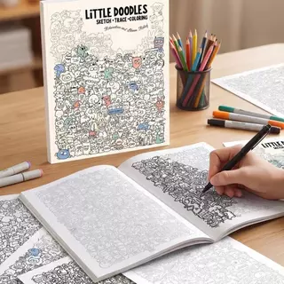Line Drawing Notebook Relax Stress Drawing Sketch Draft Creative Trace สมุดระบายสี