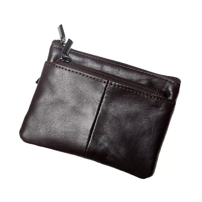 Wallet Men Money bag man Soft Leather Small Wallet Business Card Holder Ultra-Thin Small Card Holder First Layer Leather Simple Zipper Drivers License bag Bus Card Key Case amj20266.my06.10 thumbnail 7