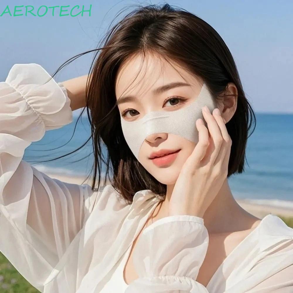 AEROTECH ผ้าคลุมหน้ากันแดดกอล์ฟ, ป้องกันใบหน้าป้องกันรังสียูวีแบบยืดหยุ่นบาง, สีทึบเย็นน้ําหนักเบาระบายอากาศครึ่งหน้าโล่ฤดูร้อน