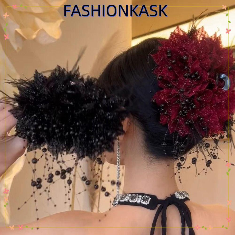 IFASHIONKA ผม Claw,พลาสติกดอกโบตั๋นดอกไม้โลภคลิป,แฟชั่นพู่เลื่อมดอกไม้ Hairgrips ผู้หญิง