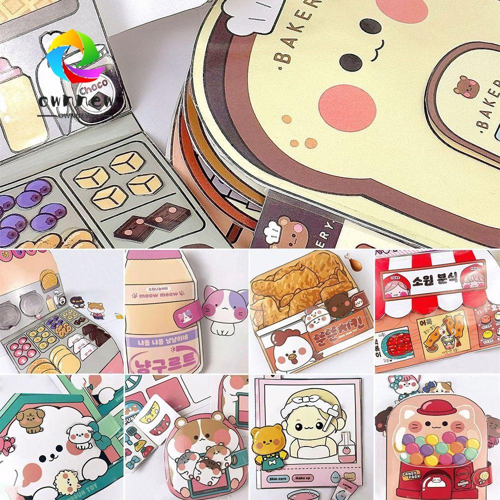 เป็นเจ้าของใหม่การ์ตูนหนังสือยุ่ง, กระดาษไก่ทอดวาฟเฟิลหนังสือเงียบ, วัสดุแต่งตัวขนมปังของเล่นทํามือร้านสะดวกซื้อขนมบาร์สติกเกอร์เกม ชุดวัสดุทํามือ