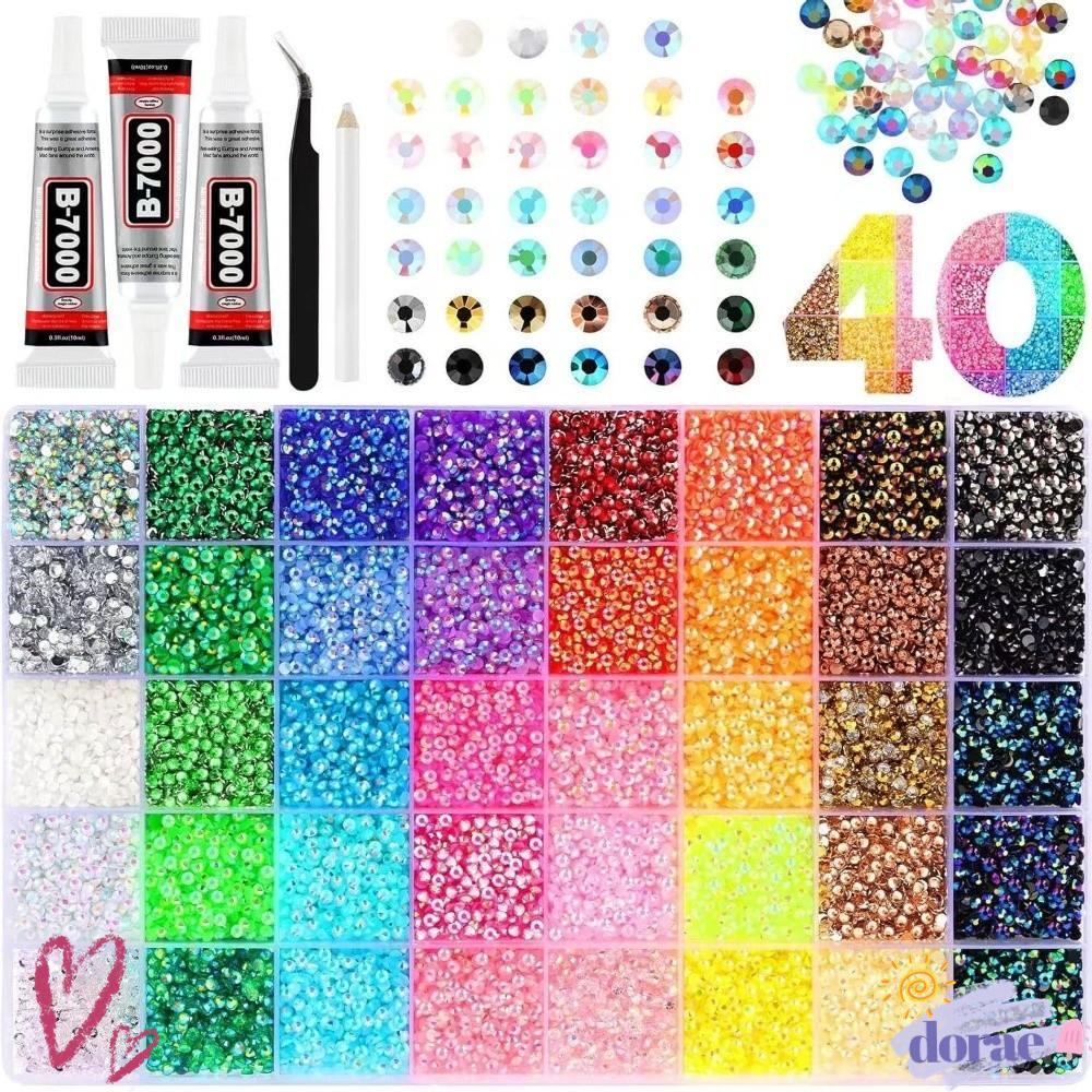 DORAE เรซิ่น Rhinestone Kit, DIY ตกแต่งประกาย Jelly Rhinestones, Hot Diamond Art Multicolor Bedazzling Rhinestones สําหรับอุปกรณ์แต่งหน้า