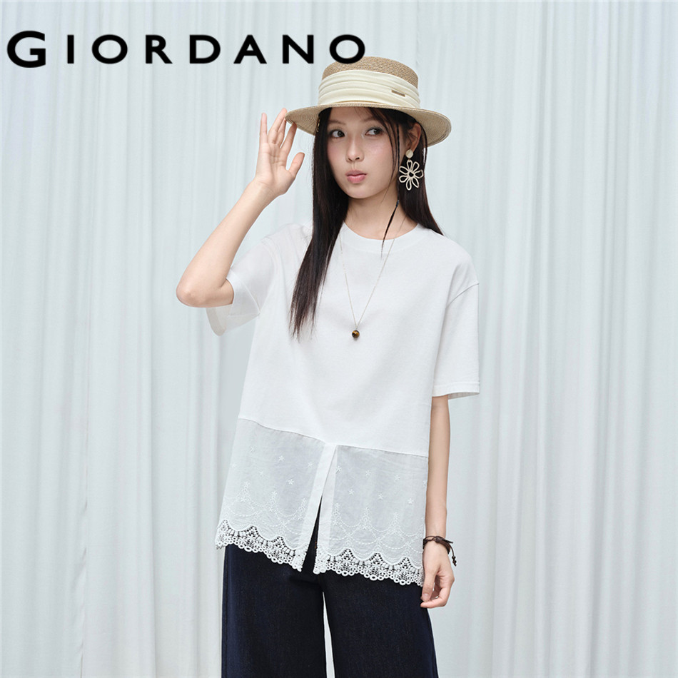 GIORDANO WOMEN Women Stitched T-Shirt 18326705