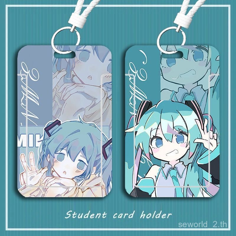 HotSale ผู้ถือบัตรนักเรียน Hatsune Miku อะนิเมะ 2D พร้อมสายคล้องคอบัตรอาหาร วิทยาเขต เลื่อนฝาครอบ รถบัส การ์ด ins บัตรเข้า