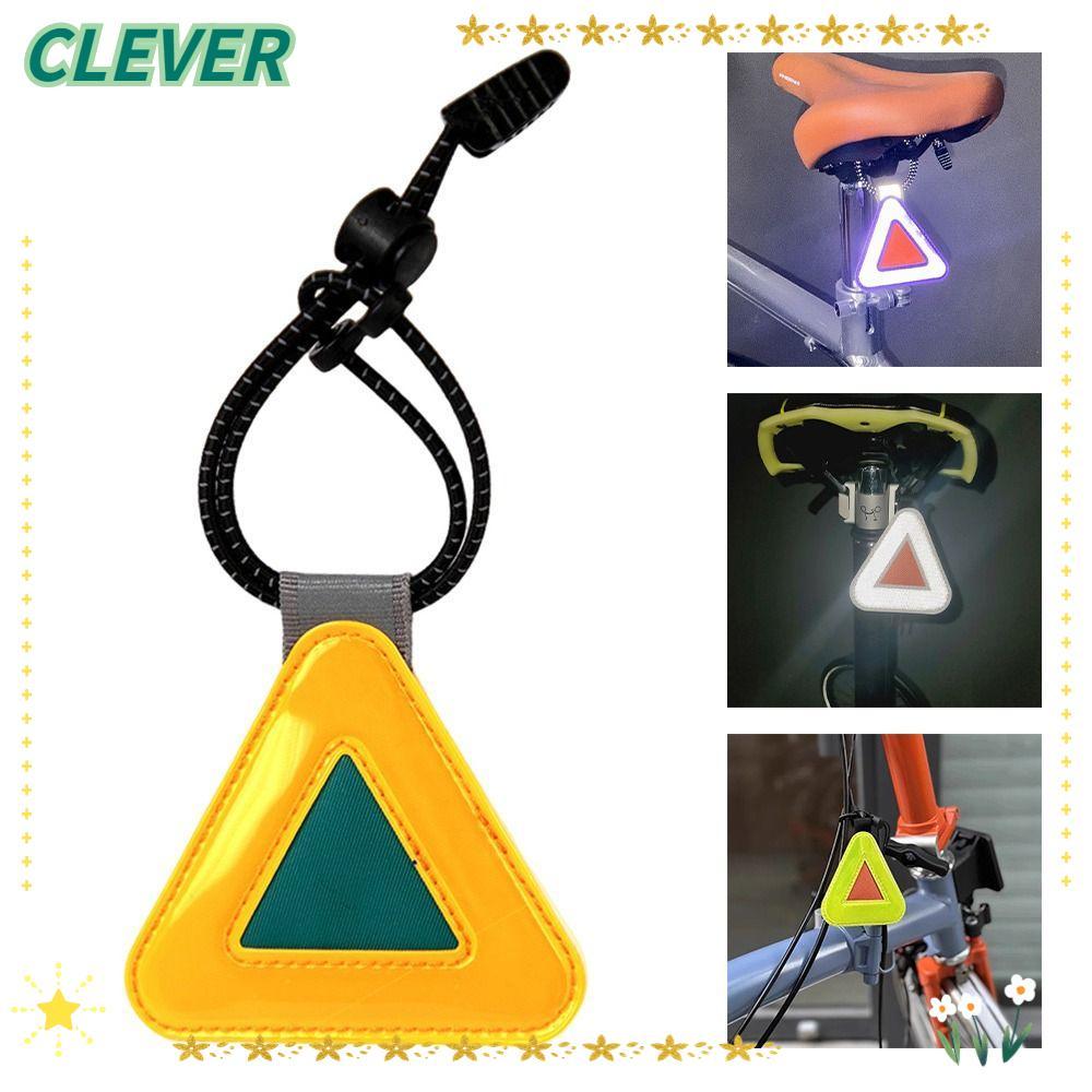 CLEVER ป้ายสามเหลี่ยมสะท้อนแสง 1 ชิ้น พร้อมสายยางยืดและคลิปนิรภัย สำหรับกระเป๋านักเรียน ขี่จักรยานกลางคืน ทนทาน