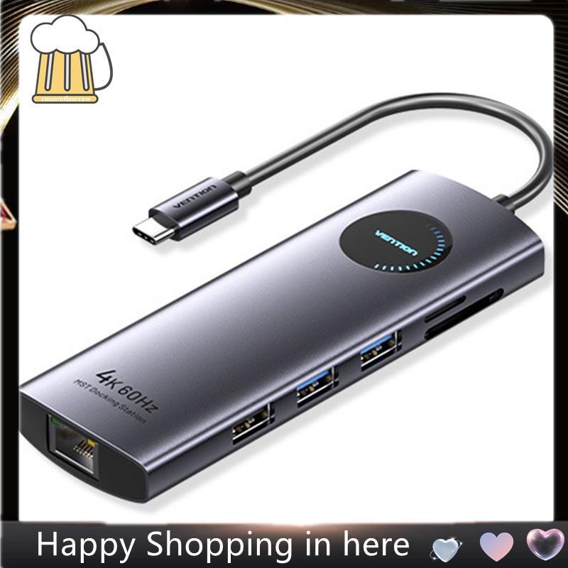 Type-C HUB 3.0 PD 100W Charger 9 in 1 USB HUB 4K@ 60Hz -เข้ากันได้กับอะแดปเตอร์ DP RJ45 Splitter Doc