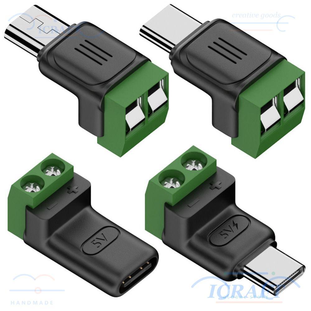 ICRAFT อะแดปเตอร์เทอร์มินัล USB C ถึง 2Pin, ปลั๊กไร้บัดกรี 5V Crimp Terminal Block, คุณภาพสูงไม่สามารถโอนข้อมูลสกรูสีเขียวขั้วต่อชาร์จสําหรับ DIY หรือซ่อม