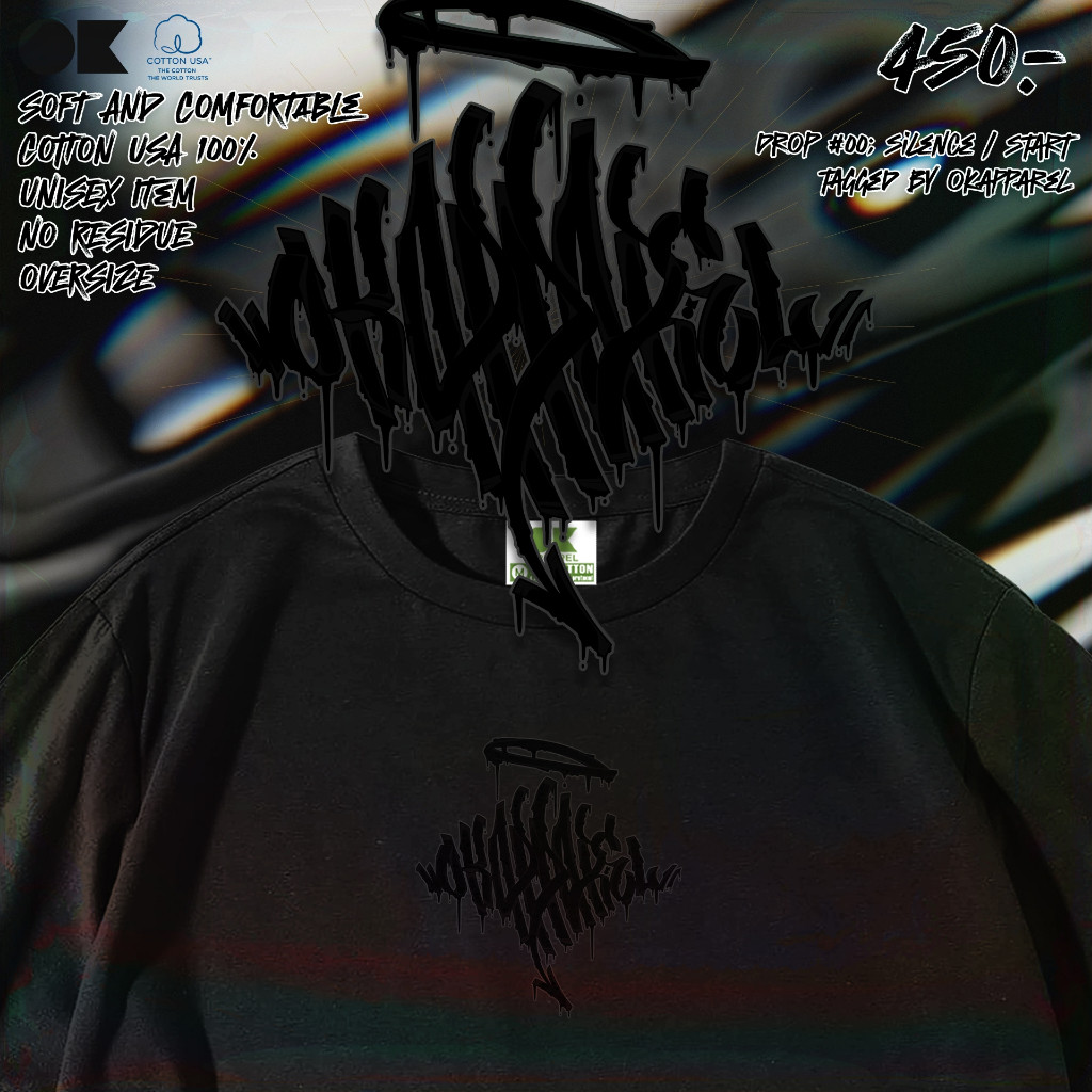 OK Apparel เสื้อยืดคอกลมแขนสั้น ลาย Ok apparel graffiti Oversize Cotton ️USAคุ้มสุด!️