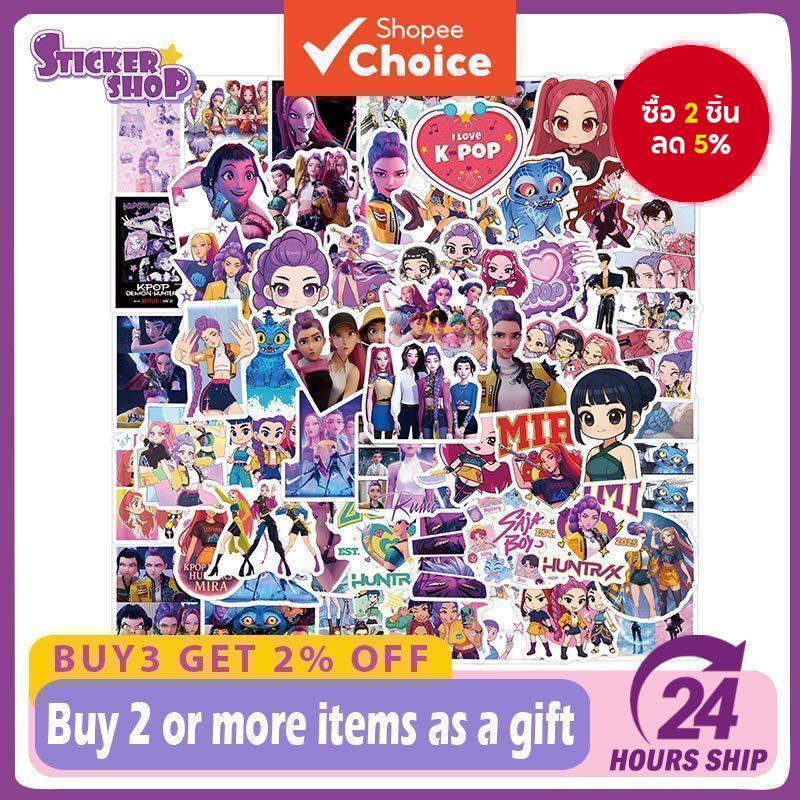 สติ๊กเกอร์อนิเมะนักล่าปีศาจป๊อปเกาหลี112ชิ้น, กันน้ําสําหรับขวดน้ํา, โน๊ตบุ๊ค, ของเล่น - ตกแต่ง DIY