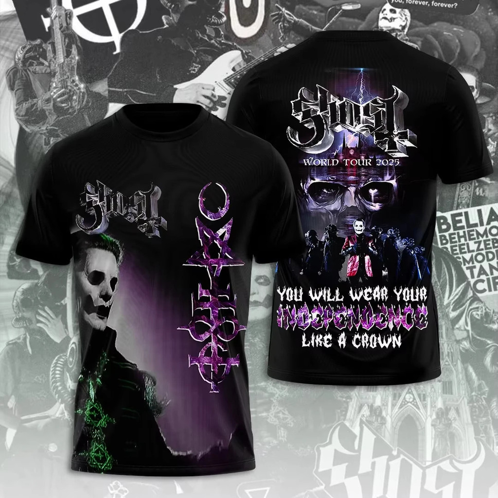 ยอดนิยม Ghost Band 3d พิมพ์เสื้อยืดผู้ชายผู้หญิงแฟชั่นสบายๆแขนสั้น O-คอ T เสื้อ Rock Hip Hop Tops Te