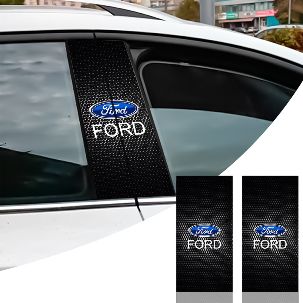 2pcs รถคอลัมน์กลาง Creative สติกเกอร์สําหรับ Ford Fiesta C-Max Kuga Ranger Raptor KA Fusion ST Trans