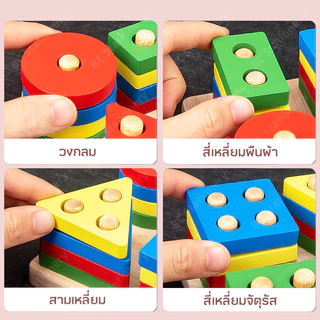 ของเล่นไม้ เสริมพัฒนาการเด็ก abc บล็อคไม้เลขาคณิต ตัวต่อไม้ จิ๊กซอว์ไม ฝึกเด็กเรียนรู้รูปทรงต่างๆ