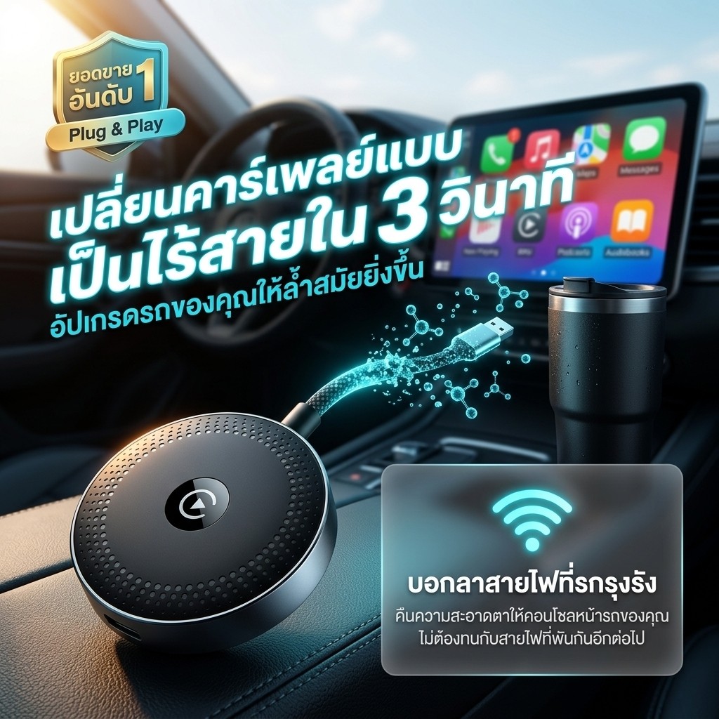 💡ไม่ต้องเปลี่ยนรถ ก็มีCarplay💡กล่องCarplay/AI Boxรถยนต์ ติดตั้งง่าย เสียงคมชัด อัปเดตอัตโนมัติ