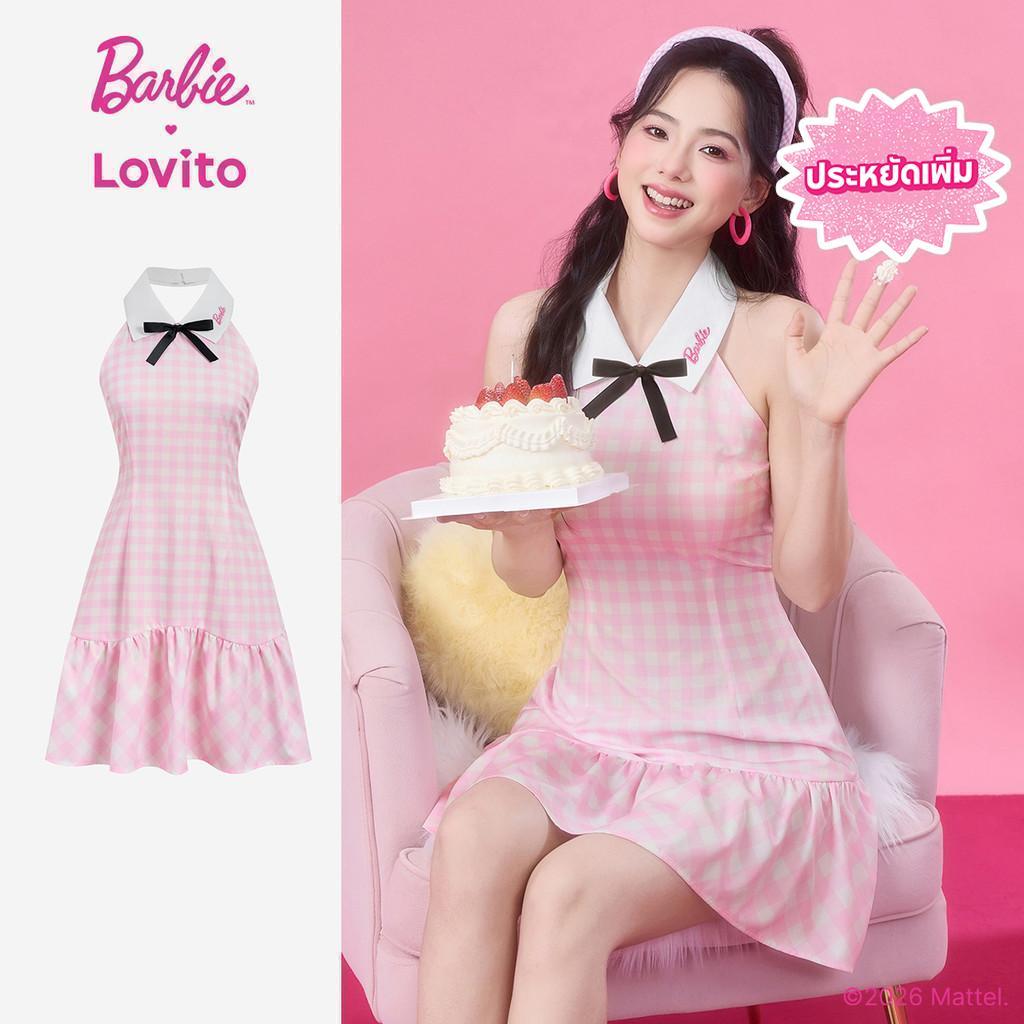 [Summer Sale] Barbie™ X Lovito เดรสลำลองทรงเบบี้ดอลล์น่ารัก สีสันสดใส ผูกโบว์ด้านหน้า สำหรับฤดูใบไม้ผลิ/ฤดูร้อน สำหรับผู้หญิง LB1AD041