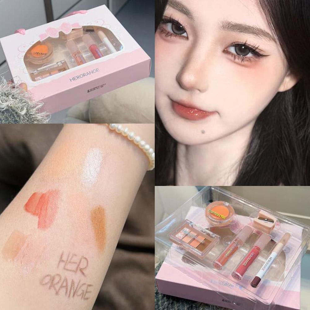 Herorange Portable Mini Makeup Set - Matte Blush, Eyeshadow Face Eyeliner, Look In Lip Box O5j0