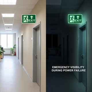 [Prim] สติ๊กเกอร์ป้ายทางออกฉุกเฉินเรืองแสง 4-1 ชิ้น - Glow In Dark Exit Sign - Safety Passage Decal - ป้ายหนีไฟ - ป้ายบอกทิศทางหนี /bliss