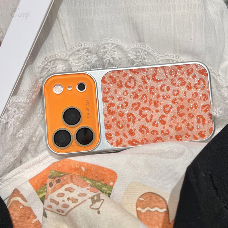 ขั้นสูงเนื้อเงินพื้นหลังเสือดาวพิมพ์เคสโทรศัพท์หน้าต่างขนาดใหญ่สําหรับ 17 16 15 14 13 12 โปรแม็กซ์ ป้องกันการลื่นและป้องกันการหล่นฝาครอบห