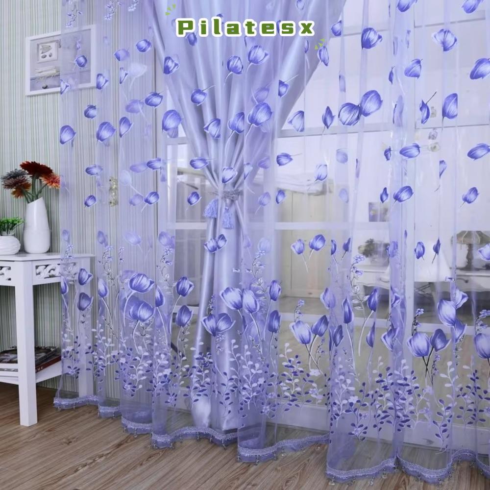 PILATESX ผ้าม่าน,พิมพ์โพลีเอสเตอร์ทิวลิปหน้าจอหน้าต่าง,แฟชั่น 100X200 ซม.ผ้าม่านเชียร์ประตูห้องนอนห้องครัว