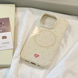 Magnetic Contrast Color Simple Polka Dot iphone เคสโทรศัพท์เหมาะสําหรับ iphone17/16/15/14/13/12 promax เคสป้องกัน