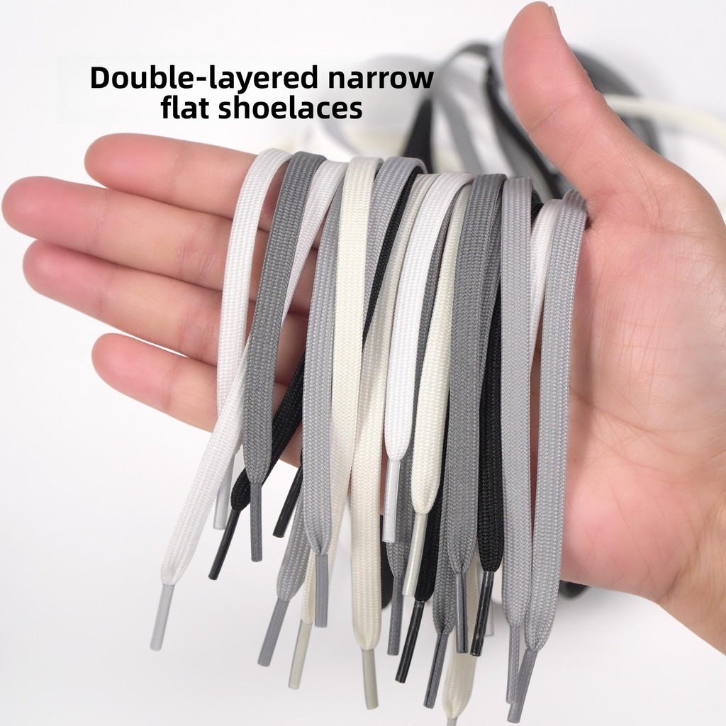6 มม.แบน Double-layer Black White Hollow Shoelaces, รองเท้าผ้าใบเปลี่ยน Laces Unisex สําหรับรองเท้าผ้าใบกีฬาลําลอง