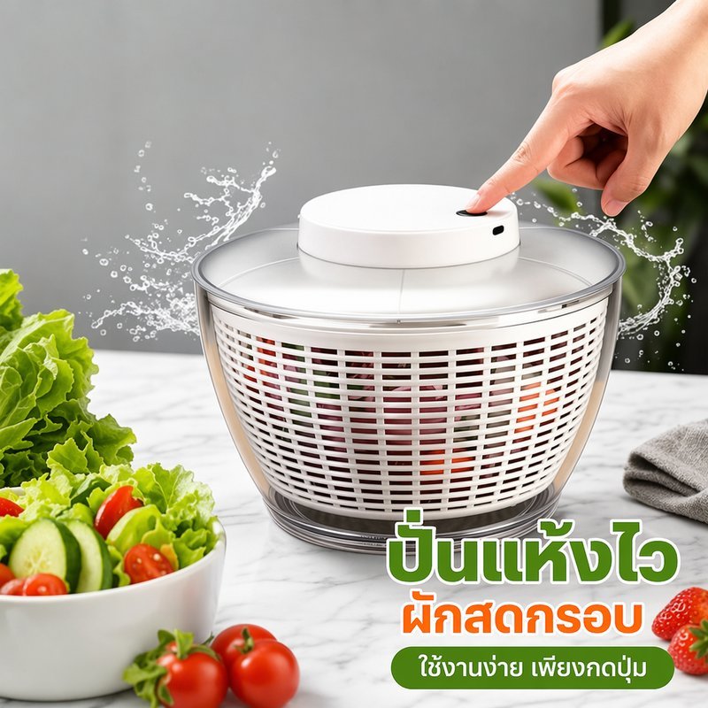 เครื่องปั่นสลัดไฟฟ้า เครื่องสลัดผัก เครื่องสลัดน้ำแห้ง ชาร์จไฟได้ ถอดล้างง่าย ผักผลไม้