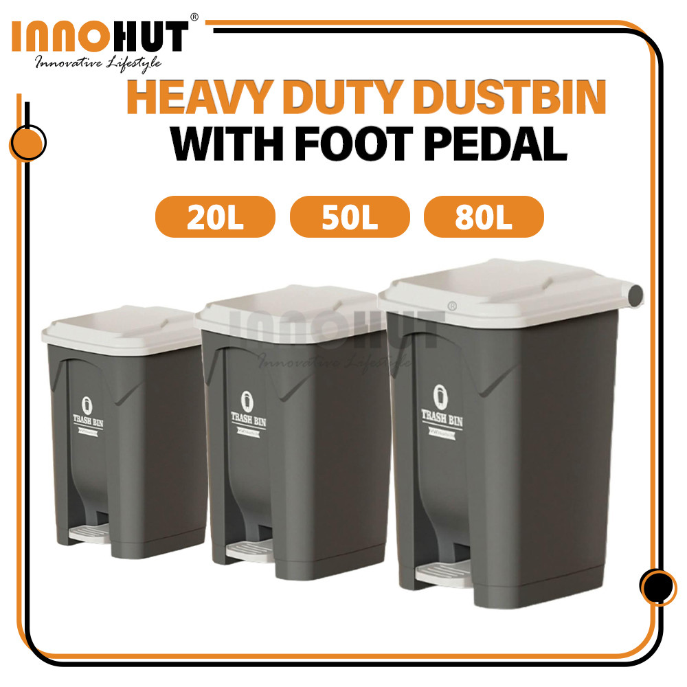 [20L/50L/80L] Innohut Tong Sampah Dapur Rubbish Bin Dustbin with Foot Pedal Kitchenถังขยะ