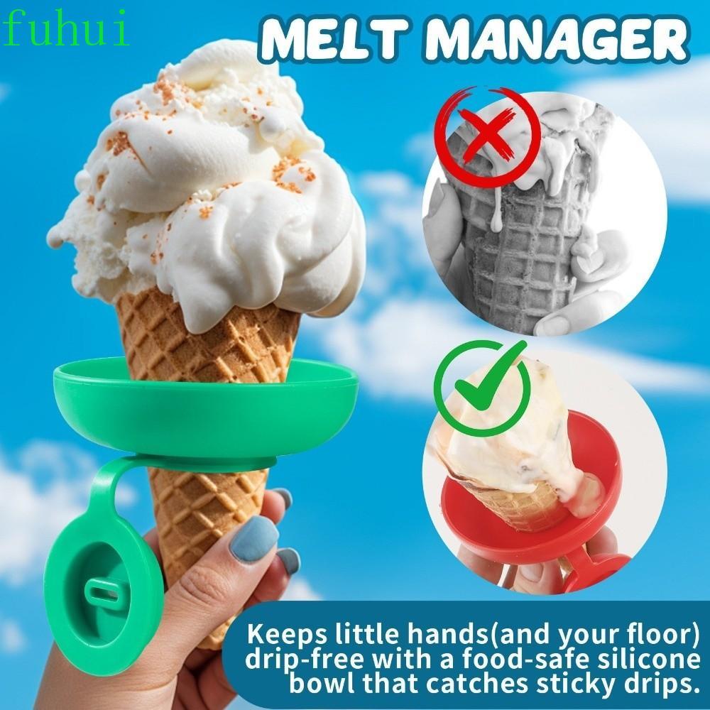 FUHUI Anti-Drip Ice Cream Holder, Drip Proof Mess Free Ice Cream Protector, Food Grade Anti-Flow Sil