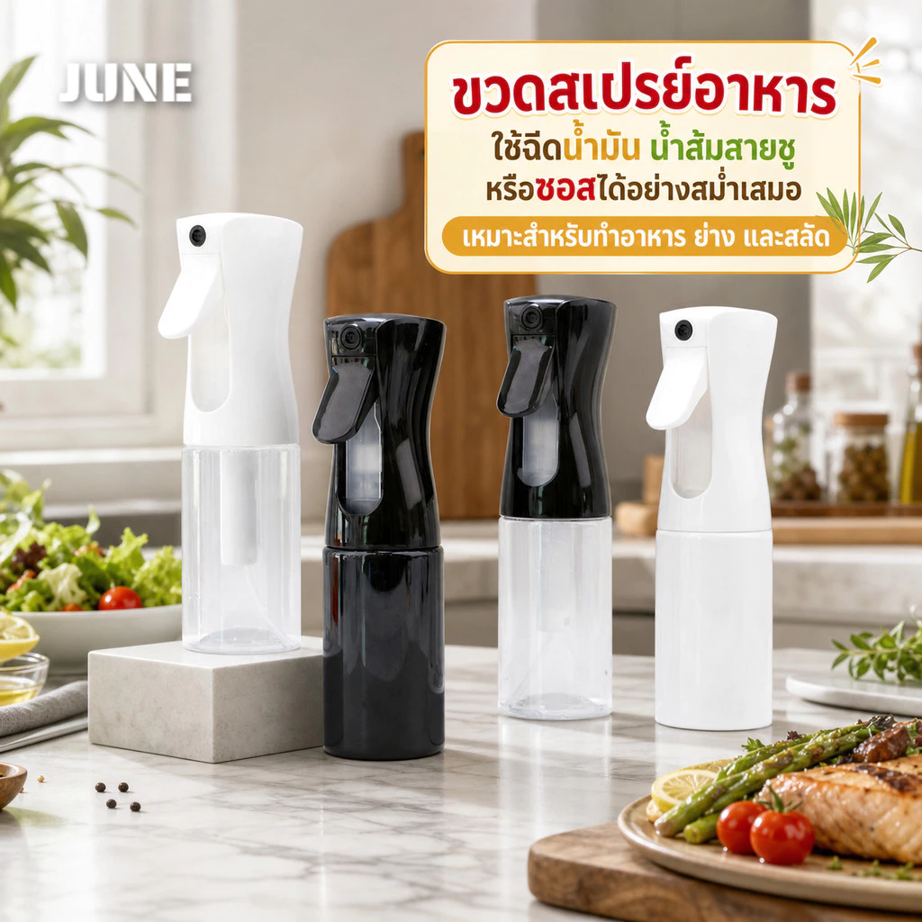 ขวดสเปรย์พลาสติกใส่น้ำมันทำอาหาร 200ml 300ml 500ml หัวฉีดละเอียด พ่นสม่ำเสมอ ใช้งานง่าย สำหรับห้องครัว