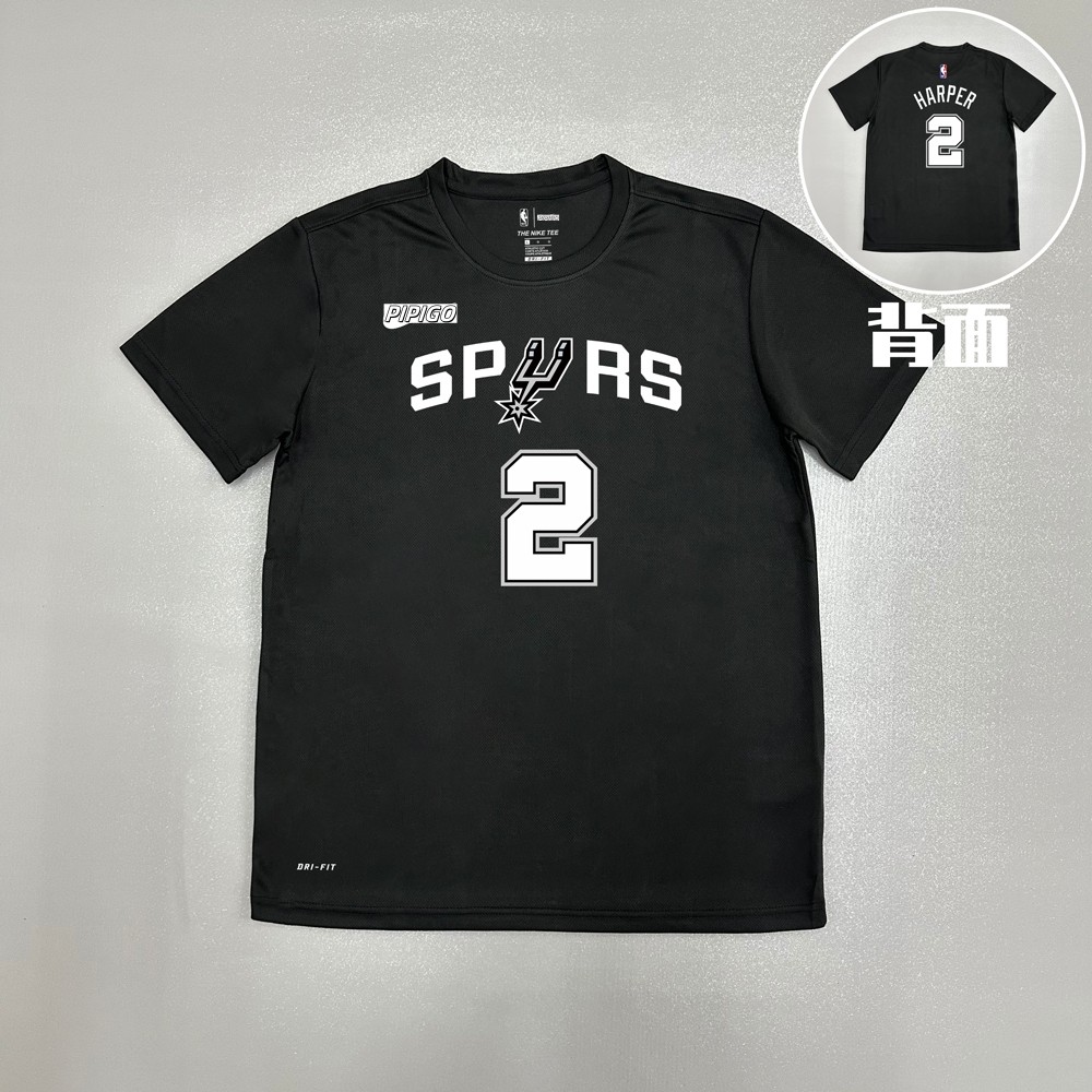 San Antonio Spurs รูปลักษณ์อเมริกันชุดฝึกซ้อมบาสเก็ตบอล Dylan Harper Breathable Quick-Drying เสื้อยื