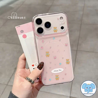 เหมาะสำหรับ IPhone 17 15 air 14 16 13 12 11 Pro Max 14 16 15 Plus เคสคอร์นิง ตุ๊กตหมีดอกไม้ น่ารัก สไตล์ฮิต