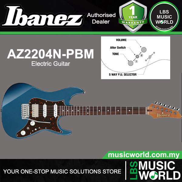 Ibanez AZ2204N Alder Body Prestige กีตาร์ไฟฟ้า HSS Pickup และ Gotoh Tremolo - Prussian Blue Metallic